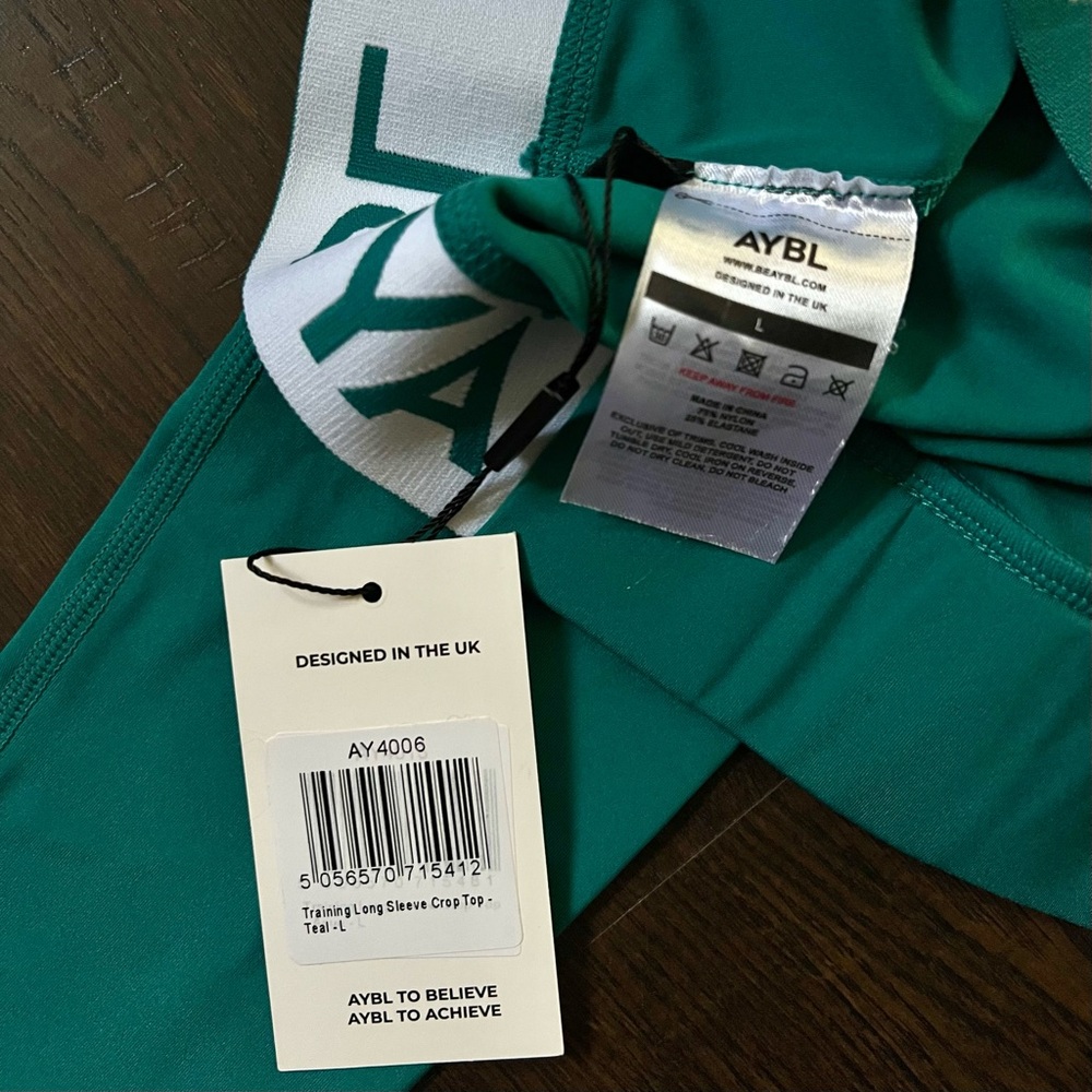 NWT AYBL Teal Long Sleeve Crop Top - Picture 5 of 5
